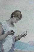 画像3: 1900年代中期　フランス製　L'AMOUR FAIT BOUDER　天使とドミノをする貴婦人　ビンテージプリント　37.8×28.7ｃｍ (3)