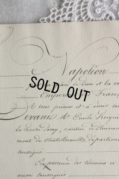 画像2: ★トップにナポレオンの文字★ 1800年代　フランスの古文書　アンティーク・マニュスクリ　枯れたインク　美しい手書き文字　見開き 1枚　4ページ
