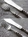画像3: 英国貴族の豪華なアンティークシルバー　1870年　英国シェフィールド　マザーオブパール　純銀製　大型ナイフ＆フォークセット　見事な逸品 (3)