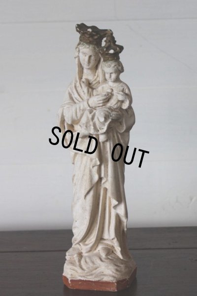 画像1: お買い得　1900年代初期　フランス製　アンティーク　小さな聖母マリア　石膏像　NOTRE DAME　勝利の聖母　21.3cm