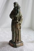 画像3: 1900年代初期　フランス製　幼いキリスト優しく抱く　穏やかなお顔の聖アントニウス像　愛の守護神　21ｃｍ　素敵な古色の金属製 (3)