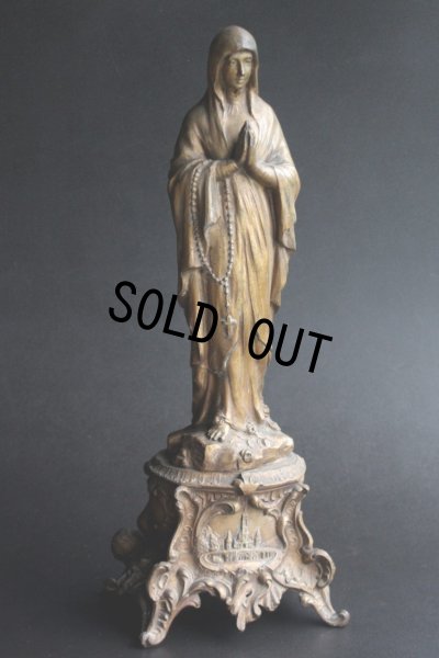 画像2: 奇跡の泉ルルド　アンティーク　マリア像　何とも優しいお顔のマリア様　大きな金属製　39cm　2130g　フランス製　1800年代後期