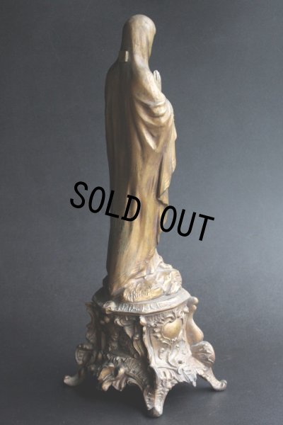 画像4: 奇跡の泉ルルド　アンティーク　マリア像　何とも優しいお顔のマリア様　大きな金属製　39cm　2130g　フランス製　1800年代後期