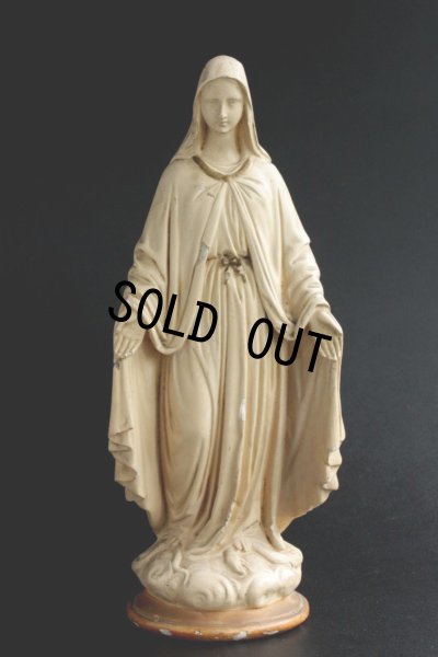 画像1: アンティーク　マリア像　カタリナ・ラブレ　凛としたマリア様　石膏像　34cm　1373ｇ　フランス製　1900年代初期