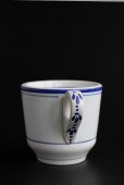 画像2: アンティーク 　クレイユ モントロー　ブリュロカップ　白磁にブルーライン　1800年代後期　フランス製 (2)