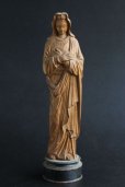 画像1: 1900年代初期　フランス製　アンティーク　木製　聖母マリア像　木彫り　29.5cm (1)
