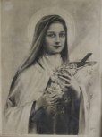 画像3: フランス製　アンティーク　聖母マリア　金彩象嵌木製額　34.5cm　×　28.6cm (3)