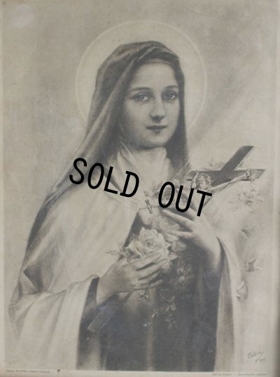 画像3: フランス製　アンティーク　聖母マリア　金彩象嵌木製額　34.5cm　×　28.6cm