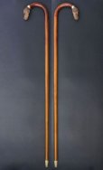 画像11: 極細密彫刻 木彫り猟犬ハンドル ガラス義眼 英国アンティーク 大曲り型 ステッキ マラッカ籐 シャフト 全長91cm 極上品
