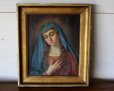 画像9: 19世紀 青いヴェールの聖母 マリア キャンバスに肉筆油彩画 金彩木製額 アンティーク 宗教絵画 イタリア フィレンツェ
