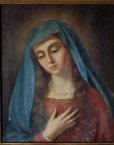 画像4: 19世紀 青いヴェールの聖母 マリア キャンバスに肉筆油彩画 金彩木製額 アンティーク 宗教絵画 イタリア フィレンツェ