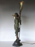 画像8: オーギュスト・モロー作 ブロンズ彫刻女神像 アールヌーヴォー 2灯ランプ ファブリルシェード 全高75cm