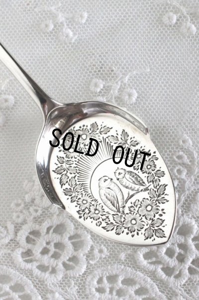 画像3: フクロウと花のガーランド装飾彫り 1893年 英国ロンドン 純銀製 ジャムスプーン アンティークシルバー