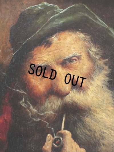 画像6: アンティーク フランス 油彩画 「パイプを持つバスクの男」 ロマーナ・アレーギ (1875-1932) 作 サイン有 木製金彩額装