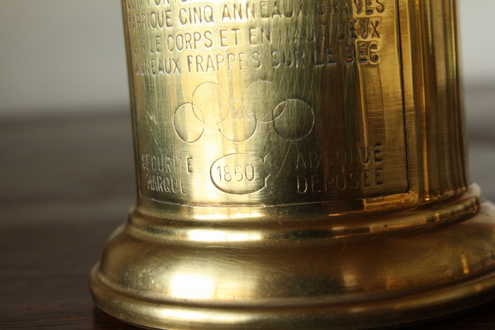 1800年代後期 フランスPARIS製 アンティーク ピジョンオイルランプ 真鍮タンク 点灯テスト済 実用品 高 24.0cm - ノッティン
