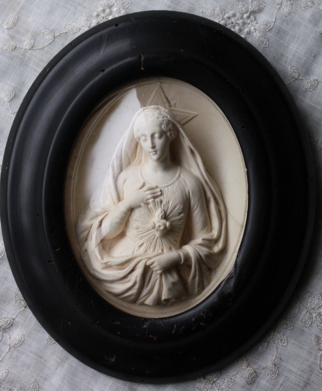 1900年代初期 フランス製 アンティーク 優しいお顔の聖母マリア像 黒木 