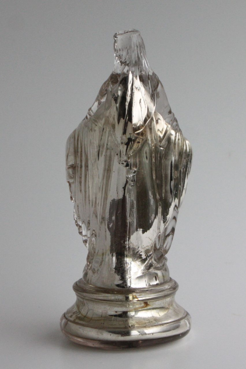 希少 極美品 1800年代後期 フランス製 アンティーク 聖母マリア像 マーキュリーグラス 質感の素晴らしい肉厚吹きガラス 全 長 23cm
