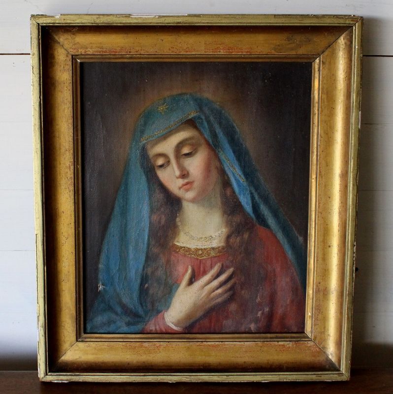 西洋アンティーク 聖母マリア 油彩画