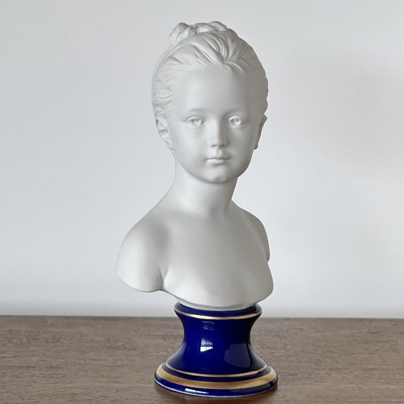 フランス製 アンティーク ビンテージ リモージュ窯 可憐な少女の胸像 ルイーズ・ブロンニャール HOUDON