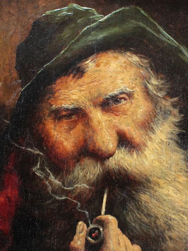 アンティーク 油彩画 肉筆 「パイプを持つバスクの男」 ロマーナ