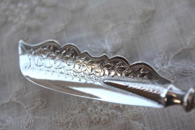 画像2: 美品　アンティークシルバー　マザーオブパール　純銀製　バターナイフ　1899年　英国バーミンガム　16.7ｃｍ