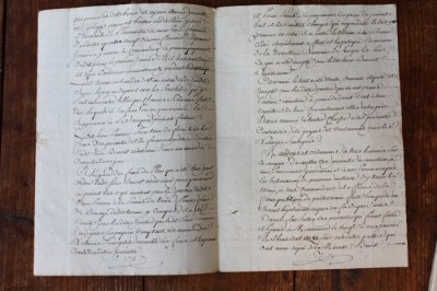 画像2: 1800年代　フランスの古文書　アンティーク・マニュスクリ　枯れたインク　美しい手書き文字　2種類　2枚　6ページ