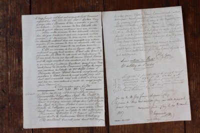 画像2: 1800年代　フランスの古文書　アンティーク・マニュスクリ　枯れたインク　美しい手書き文字　2種類　2枚　6ページ