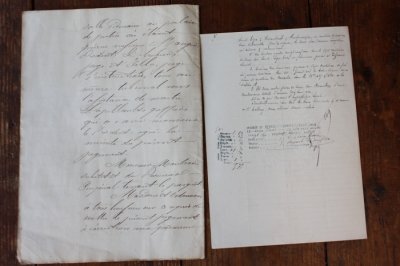 画像3: 1800年代　フランスの古文書　アンティーク・マニュスクリ　枯れたインク　美しい手書き文字　2種類　2枚　6ページ