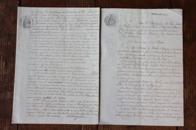 画像1: 1800年代　フランスの古文書　アンティーク・マニュスクリ　枯れたインク　美しい手書き文字　2種類　2枚　6ページ