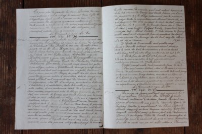 画像3: 1800年代　フランスの古文書　アンティーク・マニュスクリ　枯れたインク　美しい手書き文字　2種類　2枚　6ページ