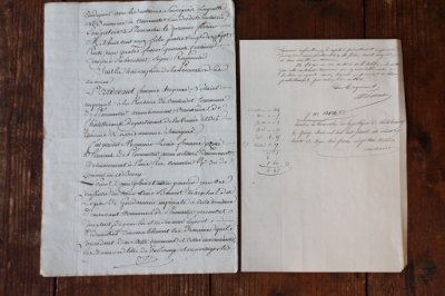 画像3: 1800年代　フランスの古文書　アンティーク・マニュスクリ　枯れたインク　美しい手書き文字　2種類　2枚　6ページ