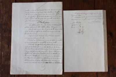 画像3: 1800年代　フランスの古文書　アンティーク・マニュスクリ　枯れたインク　美しい手書き文字　2種類　2枚　5ページ