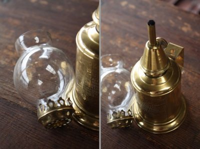 画像1: 1883年　フランス製　PARIS　ピジョン　アンティーク・オイルランプ　真鍮タンク　点灯テスト済　希少な実用品　高 23.5ｃｍ 