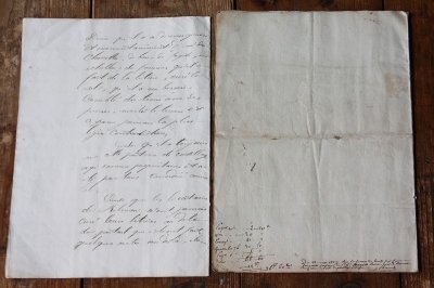 画像3: 1800年代　フランスの古文書　アンティーク・マニュスクリ　枯れたインク　美しい手書き文字　2種類　2枚　6ページ
