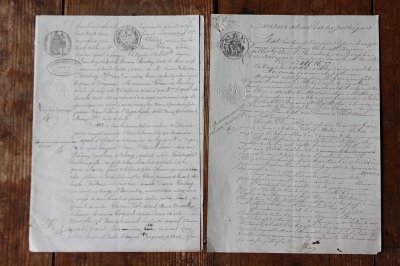 画像1: 1800年代　フランスの古文書　アンティーク・マニュスクリ　枯れたインク　美しい手書き文字　2種類　2枚　6ページ