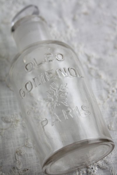 画像3: 美品　1900年代初期　フランス製　OLEO COME NOL　PARISのエンボスロゴが素敵です　アンティーク　ボトル蓋付　全高16.5ｃｍ