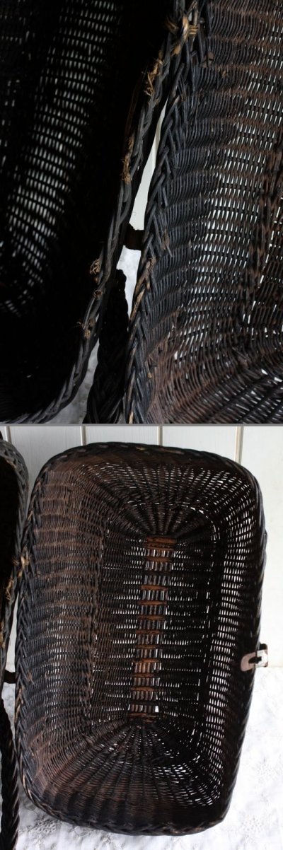 画像3: 希少な最大型　1900年代初期　フレンチ製　アンティーク　黒のパニエ　蓋付バスケット　絶妙の枯れ具合です　43×27×H30ｃｍ