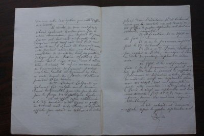 画像1: 1800年代　フランスの古文書　アンティーク・マニュスクリ　枯れたインク　美しい手書き文字　見開き1枚　4ページ