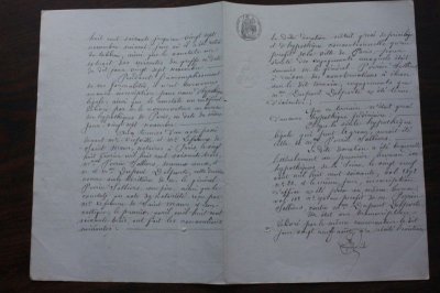 画像2: 1800年代　フランスの古文書　アンティーク・マニュスクリ　枯れたインク　美しい手書き文字　見開き1枚　4ページ
