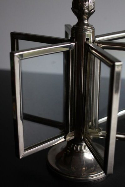 画像2: 希少な逸品　フランス製　回転式　アンティーク　カードフレーム・スタンド　6枚の取り外し可のガラスフレーム　高21ｃｍ　857ｇ　美品