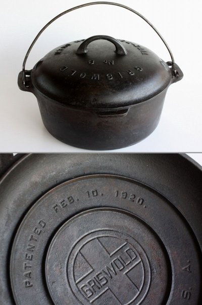 画像1: 希少　1919〜1940年　GRISWOLD No.8（グリスウオルド）　アンティーク　ダッチオーブン　鋳鉄製　最大径31ｃｍ　3.7kg　アメリカ製