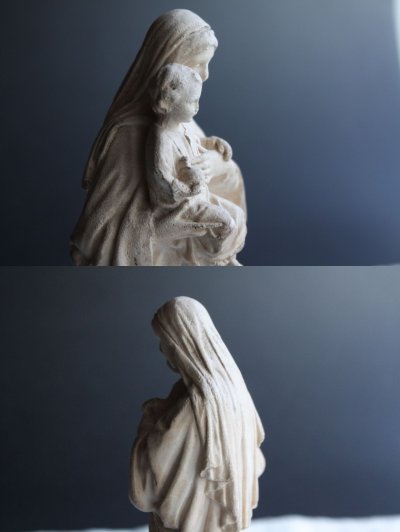画像3: 1900年代初期　フランス製　アンティーク　幼いキリストを抱く聖母マリア像　小ぶりな石膏製　全高 21.6cm　377g
