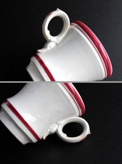 画像2: アンティーク 　クレイユ モントロー　ブリュロカップ　白磁にピンクライン　1800年代後期　フランス製