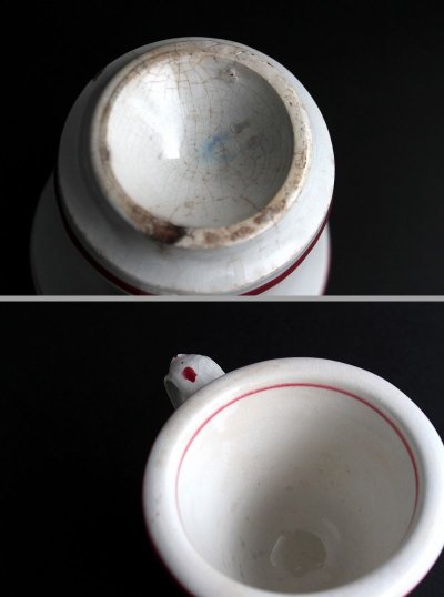 画像3: アンティーク 　クレイユ モントロー　ブリュロカップ　白磁にピンクライン　1800年代後期　フランス製