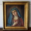 画像2: 19世紀 青いヴェールの聖母 マリア キャンバスに肉筆油彩画 金彩木製額 アンティーク 宗教絵画 イタリア フィレンツェ (2)