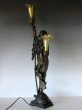 画像4: オーギュスト・モロー作 ブロンズ彫刻女神像 アールヌーヴォー 2灯ランプ ファブリルシェード 全高75cm (4)