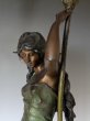 画像11: オーギュスト・モロー作 ブロンズ彫刻女神像 アールヌーヴォー 2灯ランプ ファブリルシェード 全高75cm (11)