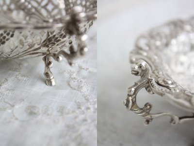 画像3: 豪華美品　1892年製　英国ロンドン製　アンティーク　純銀製ディッシュ　見事な飾り象嵌 ＆ 立脚 ＆ 透かし加工　16.5ｃｍ　160ｇ