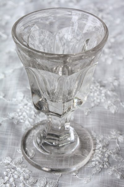 画像1: アンティーク　トロンプイユ　グラス　全高10.6ｃｍ　213ｇ　気泡入り　極厚底ガラス　1900年代初期　フランス製