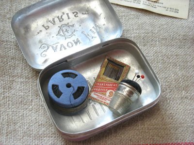 画像1: 1900年代中期　PARISロゴ　フレンチ アンティーク アルミ製ソープボックス　石鹸ケース
